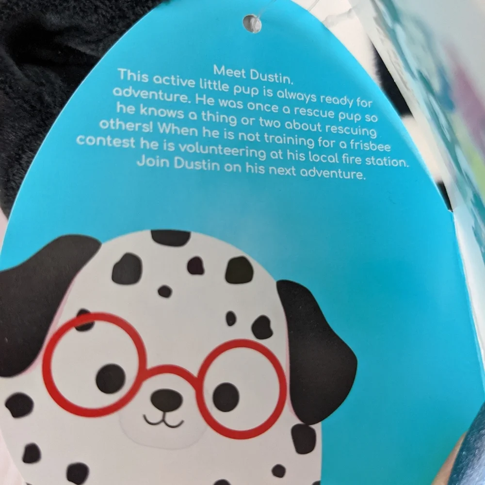 Kellytoy Squishmallows Dustin the Dalmatian Red Glasses New 8" - Picture 8 of 9